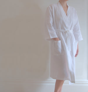 Organic hemp robe. White. Yukata. Natural. Sustainable. Biodegradeable 