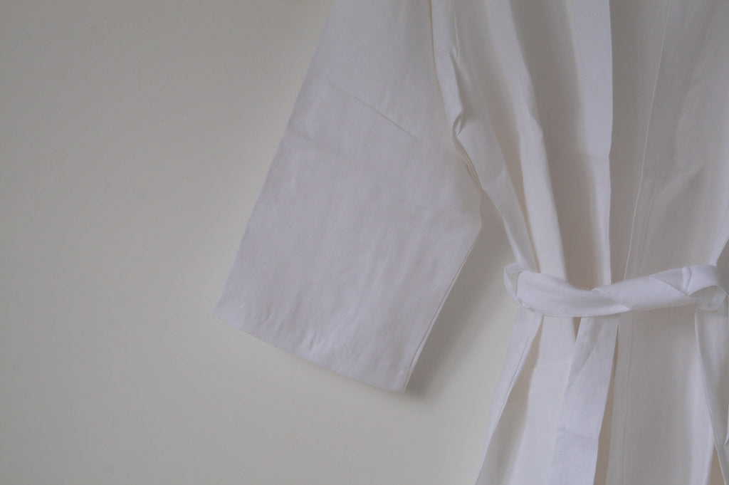 Organic hemp robe. White. Yukata. Natural. Sustainable. Biodegradeable 